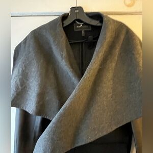 BCBG Wool and faux leather cape jacket